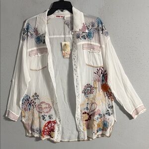 NWT Johnny Was Multicolor Embroidered Blouse heavily embroidered